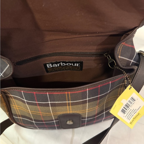 Barbour Tartan Messenger Bag - Brown and Yellow - Picture 9 of 10